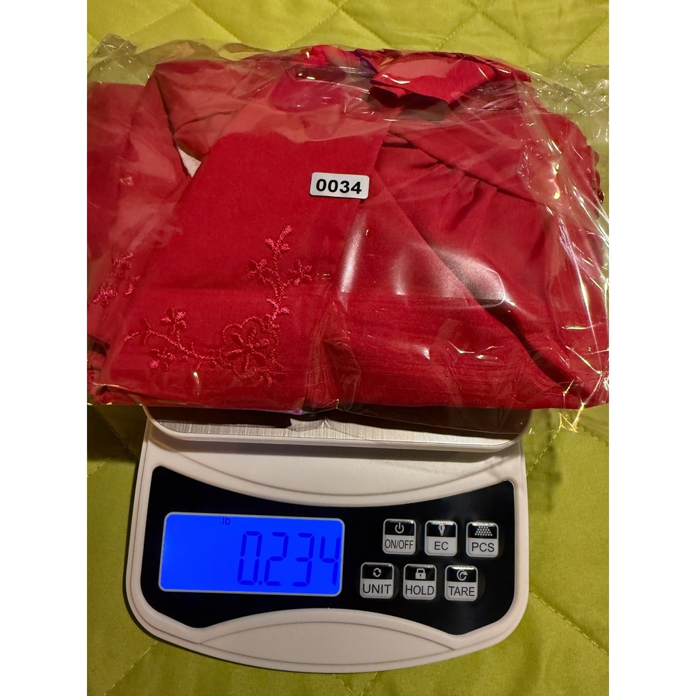 Fashion Lady Blouse Women 40 Red Good Vintage Embroidered Collar Long Sleeve - Picture 9 of 10